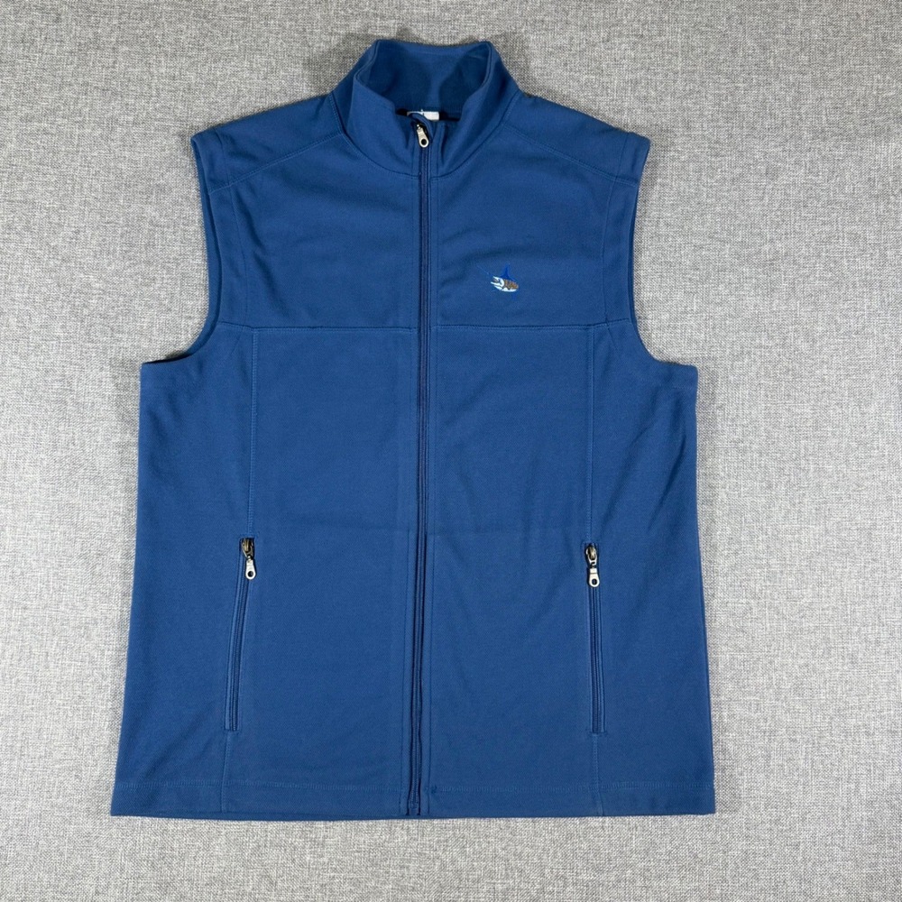 Guy Harvey Vest Mens Large Blue Full Zip Fishing Performance Marlin Coastal Cool